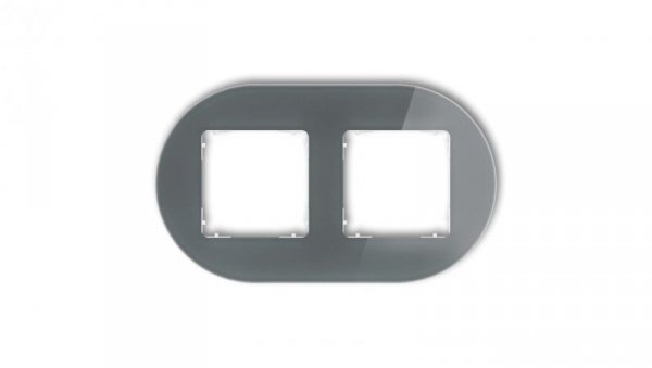 ICON Ramka uniwersalna podwójna okrągła - efekt szkła (ramka: grafitowa spód: biały) 28-0-IRSO-2