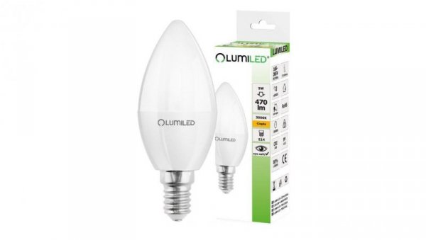Żarówka LED E14 B35 5W = 50W 470lm 3000K Ciepła 180 LUMILED