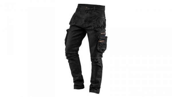Długie spodnie monterskie, robocze 5-kieszeniowe DENIM jeansowe czarne rozmiar XXL/56 NEO 81-233-XXL