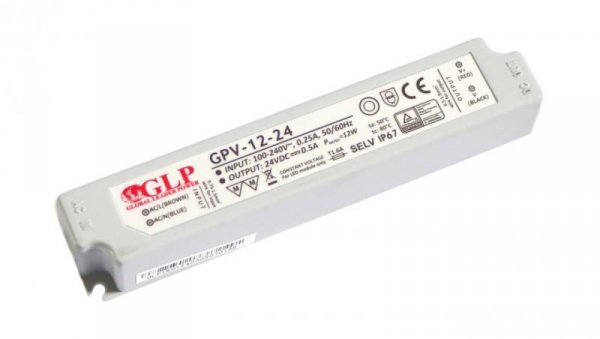 GPV-12-24 Zasilacz impulsowy do LED 12W 24V/0.5A IP67 hermetyczny