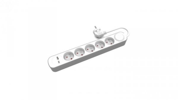 Przedłużacz stały 5x z włącznikiem oraz gniazdami USB A USB C 3m PS-570WS+USBA+USBC/3 E W-30004