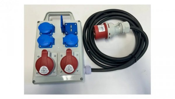 Rozdzielnica elektryczna CEE 32A 16A 3x230V 2xUSB IP44 niezabezpieczony kabel USB 10m 5x2,5
