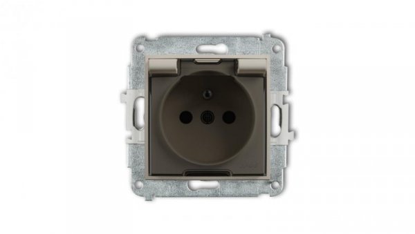 MINI Mechanizm gniazda bryzgoszczelnego z uziemieniem 2P+Z (klapka dymna, przesłony torów prądowych) taupe 60MGPB-1zdp