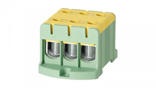 Blok rozdzielczy odgałęźny 3-polowy Al/Cu 16-95mm2 (max. 95mm2) na szynę TH35 żółto-zielony FJ-E95/3/D HEDO