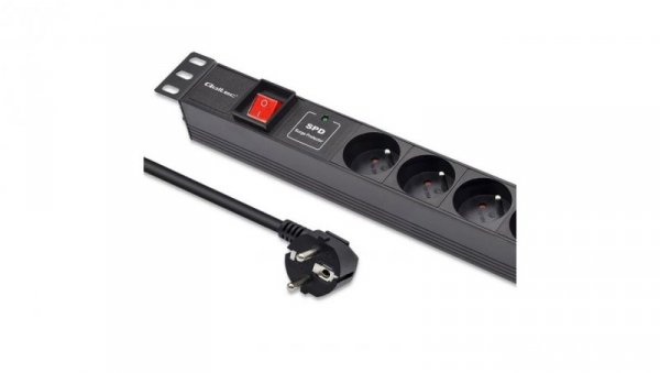 Qoltec Aluminiowa Listwa zasilająca PDU do RACK 19 1U 16A 6xFRENCH 1.8m