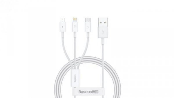 Kabel Baseus Superior Series USB-A - USB-C / Lightning / micro USB 3.5A 1m - biały