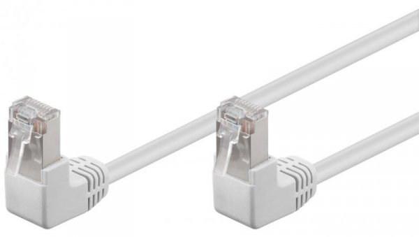 CAT 5e Kabel łączący 2x 90 pod kątem,F/UTP, Biały - Długość kabla 0.25 m