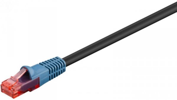 CAT 6 Kabel łączący,U/UTP, czarny - Długość kabla 15 m