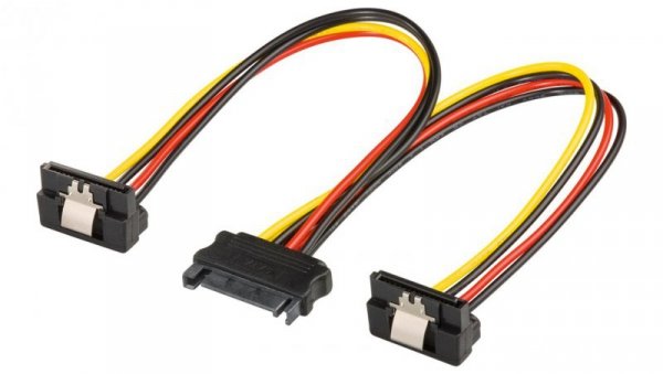 Kabel zasilający typu Y/adapter zasilający do komputera, SATA 1 x wtyk na 2 x gniazdo 90 - Długość kabla 0.2 m