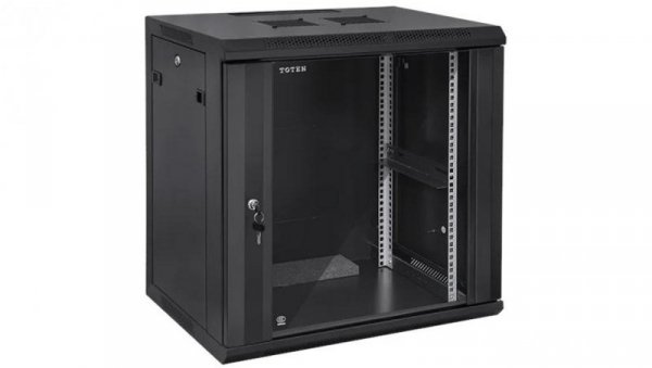 Szafa wisząca RACK 19 18U 600mm drzwi szklane czarna TOTEN