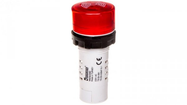 Buzzer, monoblok, 220V AC, 90db, podświetlany, czerwony T0-MBZS220S