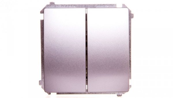 Simon Basic Łącznik schodowy podwójny z podświetleniem 10AX 250V zaciski śrubowe srebrny mat BMW6/2L.01/43