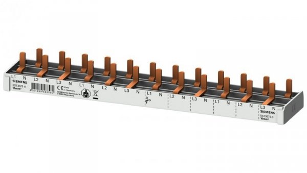 Szyna łączeniowa 3P+N 10mm2 sztyftowa 12 modułowa dla wyłączników 1P+N wąskich (5SV1 5SV6 5SL60) pełna izolacja 5ST3673-0