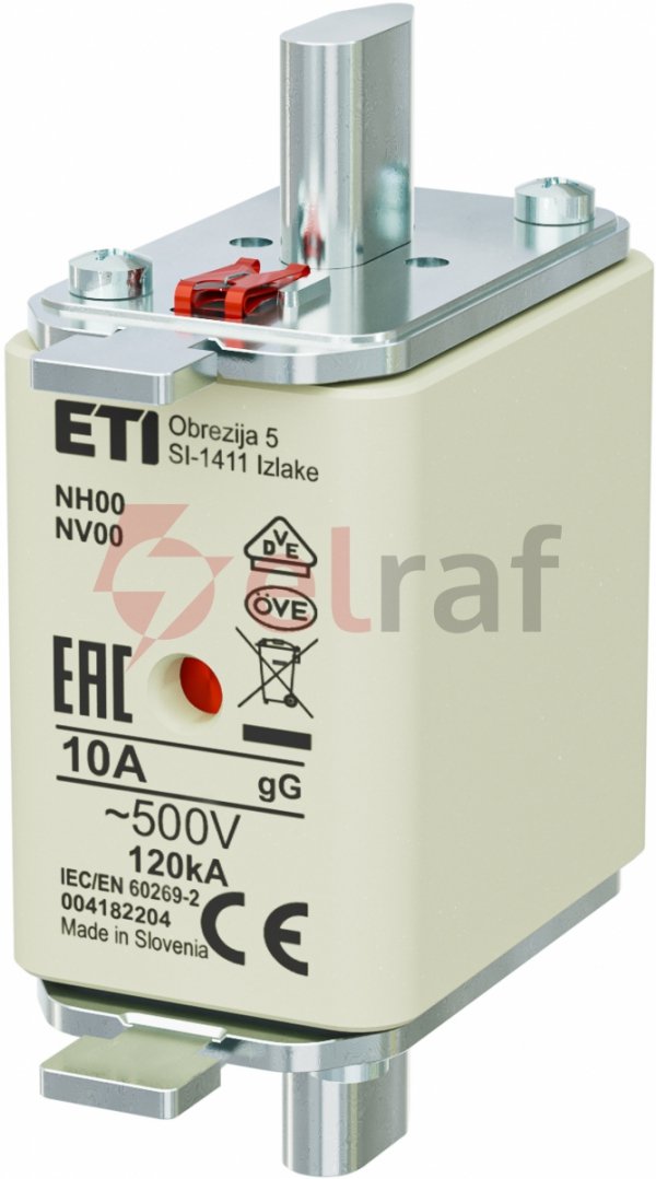 Wkładka bezpiecznikowa NH00 10A gG 500V 004182204 /3szt./