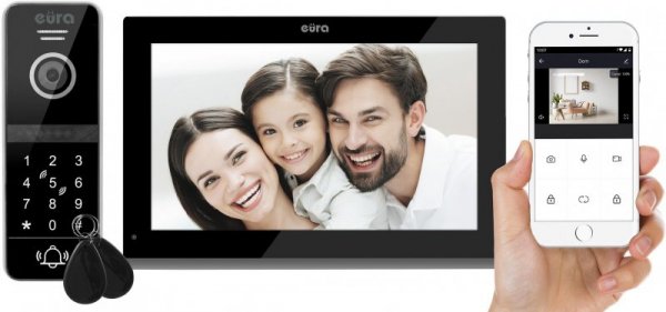 WIDEODOMOFON EURA VDP-97C5 czarny, lcd 7&quot;, wi-fi, czytnik zbliżeniowy, Tuya