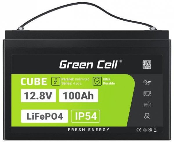 AKUMULATOR LITOWO-ŻELAZOWO-FOSFORANOWY LiFePO4 Green Cell Cube 12.8V 100Ah LFPGC12V100AH
