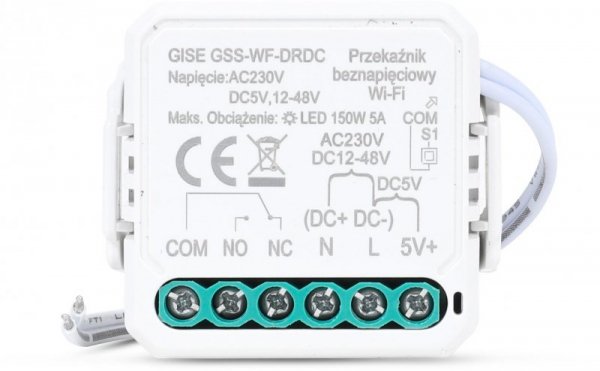 GISE Smart Pojedynczy moduł przekaźnikowy bezpotencjałowy niskonapięciowy WiFi | Tuya | GSS-WF-DRDC
