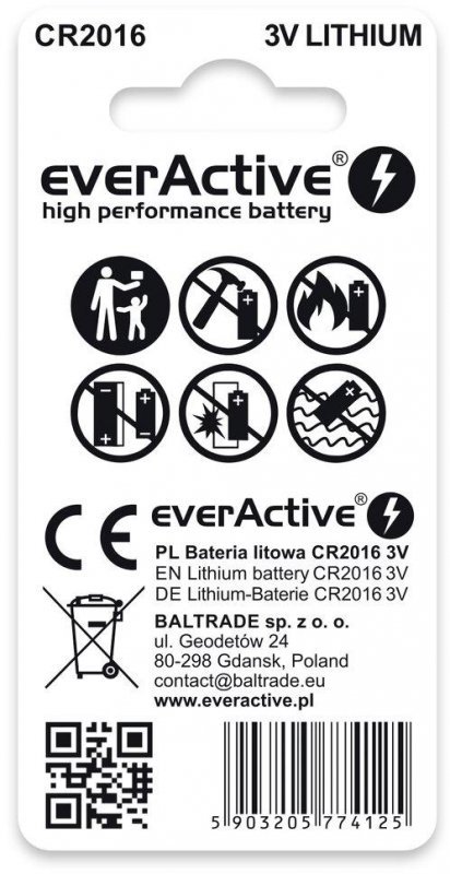 Bateria CR2016 everActive (blister 2 szt.)