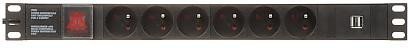 Listwa zasilająca 6 gniazd Schuko PD-6/R-USB