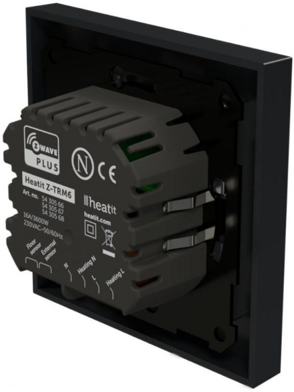Termostat Heatit Z-TRM6 Black Matt Z-Wave Thermostat 3600W 16A 868,4 Mhz