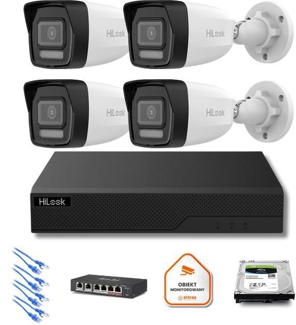 Zestaw monitoringu Hilook 4x kamera IPC-B160HA-LU z dyskiem z 2TB
