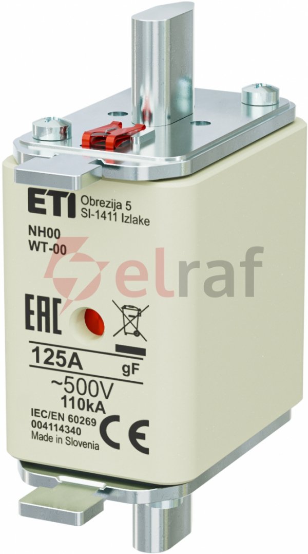 Wkładka bezpiecznikowa NH00 125A gF 500V 004114340