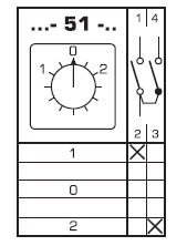 4G10-51-U R014 1-0-2 ŁĄCZNIK KRZYWKOWY B/O 1-BIEGUNOWY 10A