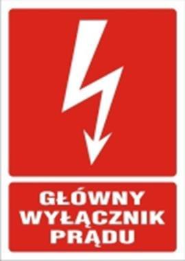 EN010 NAKLEJKA 74X105 &quot;WYŁĄCZNIK PRĄDU&quot;