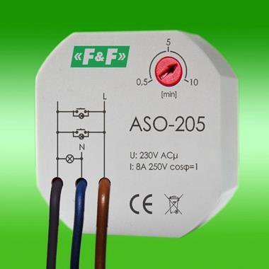 ASO-205 AUTOMAT SCHODOWY PT 10A 1Z 0.5-10MIN 230V AC IP20 PRZYŁĄCZE 3X DY 1.0MM2