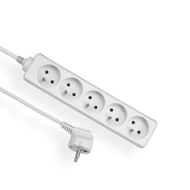 EPS-503 PRZEDŁUŻACZ LISTWOWY 5X Z/U OKRĄGŁY WTYCZKA KĄTOWA 3.0M H05VV-F 3X1.0 BIAŁY