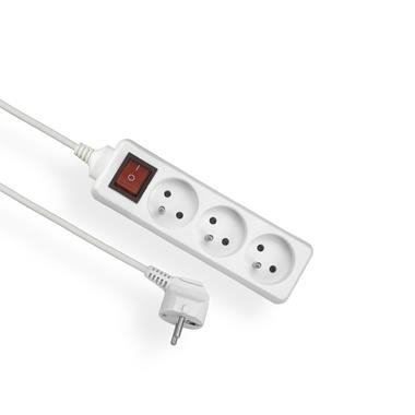 EPS-303W PRZEDŁUŻACZ LISTWOWY 3X Z/U OKRĄGŁY WTYCZKA KĄTOWA 3.0M H05VV-F 3X1.0 BIAŁY + WYŁĄCZNIK
