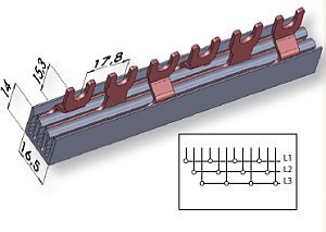 IZ12/3F/54 SZYNA ŁĄCZENIOWA WIDEŁKOWA 80A 3P 54M 12MM2 ETIBOX