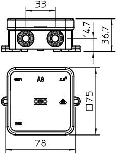 A8 PUSZKA PUSZKA INSTALACYJNA NT 75X75X36 POKRYWA PEŁNA IP55 JASNOSZARY