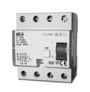EFI6-P4 25A/ 30MA/AC WYŁĄCZNIK RÓŻNICOWY 25A 4P 4M 30MA AC 6KA