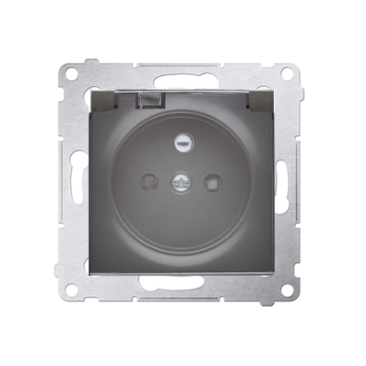 SIMON 54 MODUŁ ANTRACYT GNIAZDO 1X Z/U Z PRZESŁONAMI Z KLAPKĄ DYMNĄ IP44 ZACISKI ŚRUBOWE 16A 250V