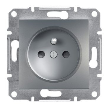 Schneider Electric Asfora, gniazdo 2P+PE z przesłonami, bez ramki, stal, EPH2800262