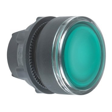 Schneider Electric Harmony XB5 Główka przycisku płaskiego, z mechanizmem push push, zielona LED plastikowa, ZB5AH033