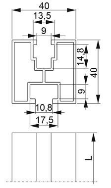 PAL40H40/2.2 PROFIL POD PANELE FOTOWOLTAICZNE ALUMINIOWY