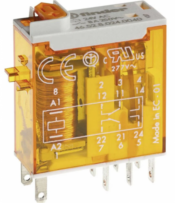 F46-52-8-048-0054 PRZEKAŹNIK MINIATUROWY 8A 2P 48V AC DO GNIAZD+WSKAŹNIK MECH, PRZYCISK TEST, LED