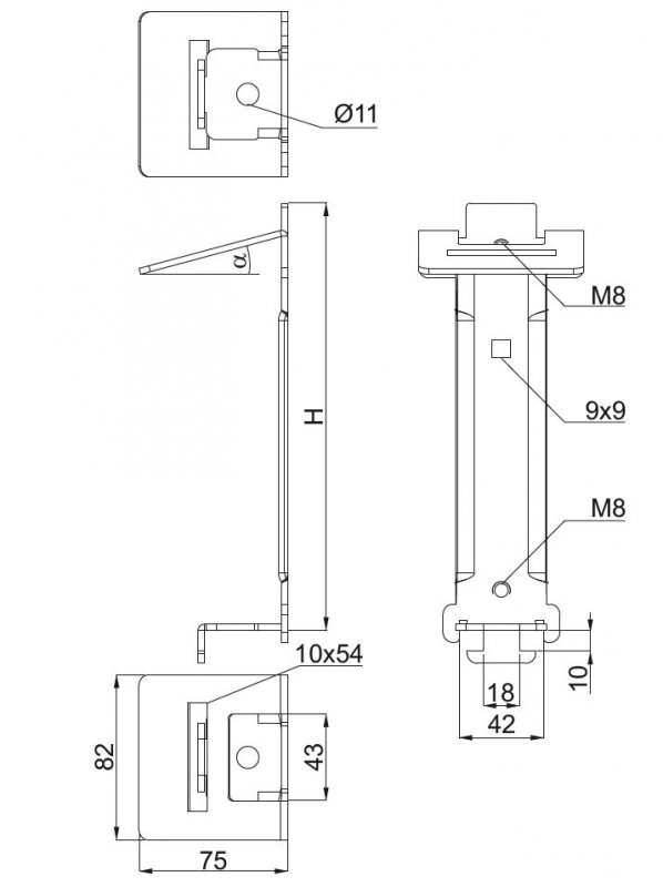 UPG10MC UCHWYT GÓRNY GWINTOWANY