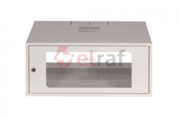 Szafa wisząca SIMPLE 19 4Ux555x400 mm IP20 ściany boczne pełne drzwi z szybą RAL 7035 19-8006SZWS-19-4U-40-DS
