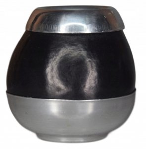 Matero do yerba mate - Naturalna Tykwa Perla NEGRO - podwójnie okuta