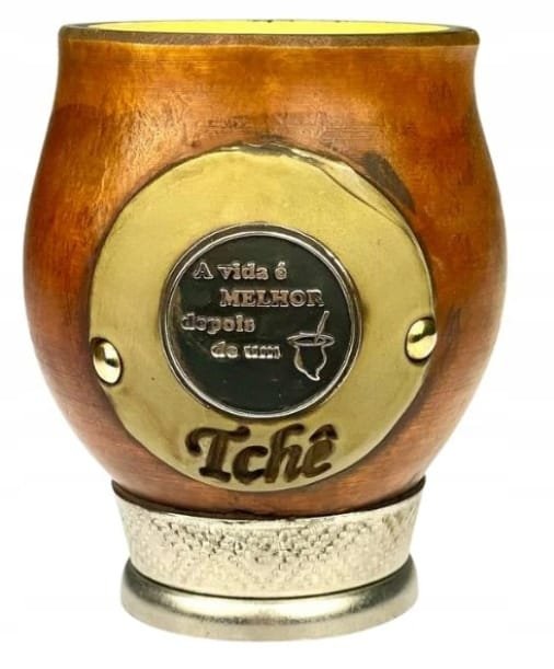 Matero Porongo Cuia Tykwa Zdobiona INOX Chimarrao - Do Yerba Mate