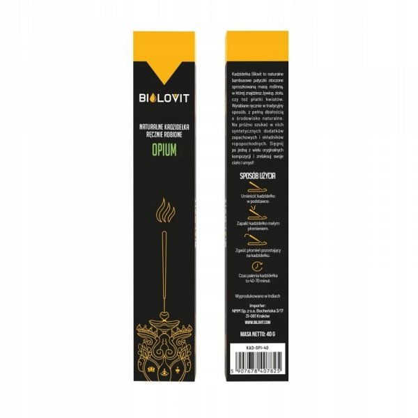 Kadzidełka Naturalne Indyjskie Kadzidełko Bilovit Opium 40 g