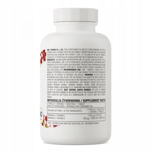 Suplement diety OstroVit Vitamin D3 2000 IU + K2 tabletki 90 szt.