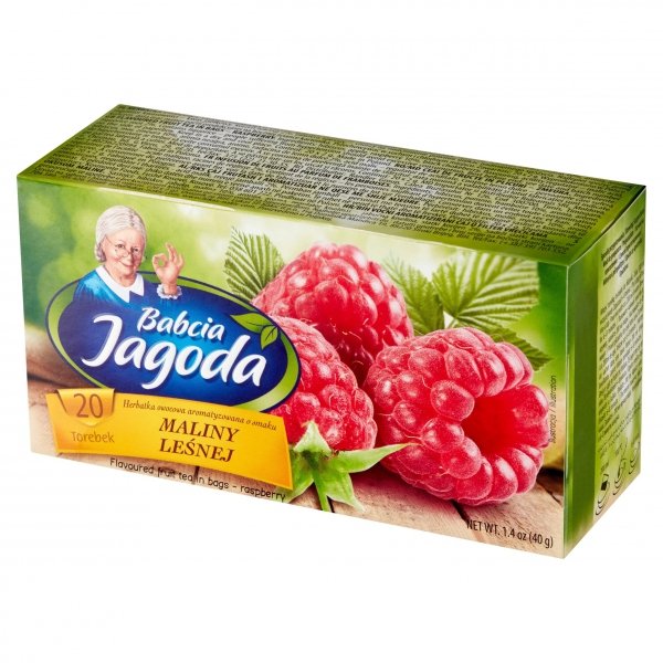 Babcia Jagoda Ekspresowa Herbata Owocowa Malina leśna 20 tb Malinowa