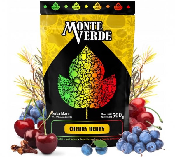 Yerba Mate Monte Verde Cherry Berry 0,5kg wiśniowy rooibos 500g Moc 0,5kg