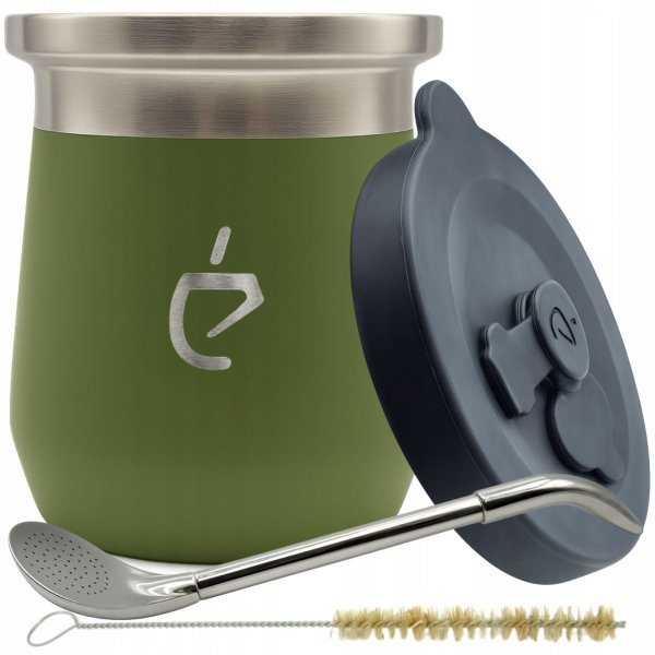 REWOLUCYJNY zestaw yerba mate Termolid DualFlow Green PRO: matero, bombilla