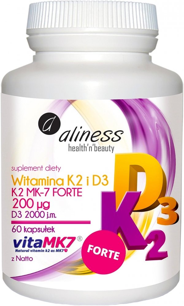 Suplement diety Medicaline Aliness K2 i D3 Forte MK-7 60 kapsułek