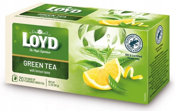 Ekspresowa Certyfikowana Herbata Zielona Cytryna Green Tea Lemon 20T LOYD